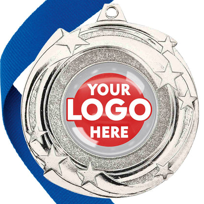 The Glossy Gel 50mm Orbital Medal on a Ribbon