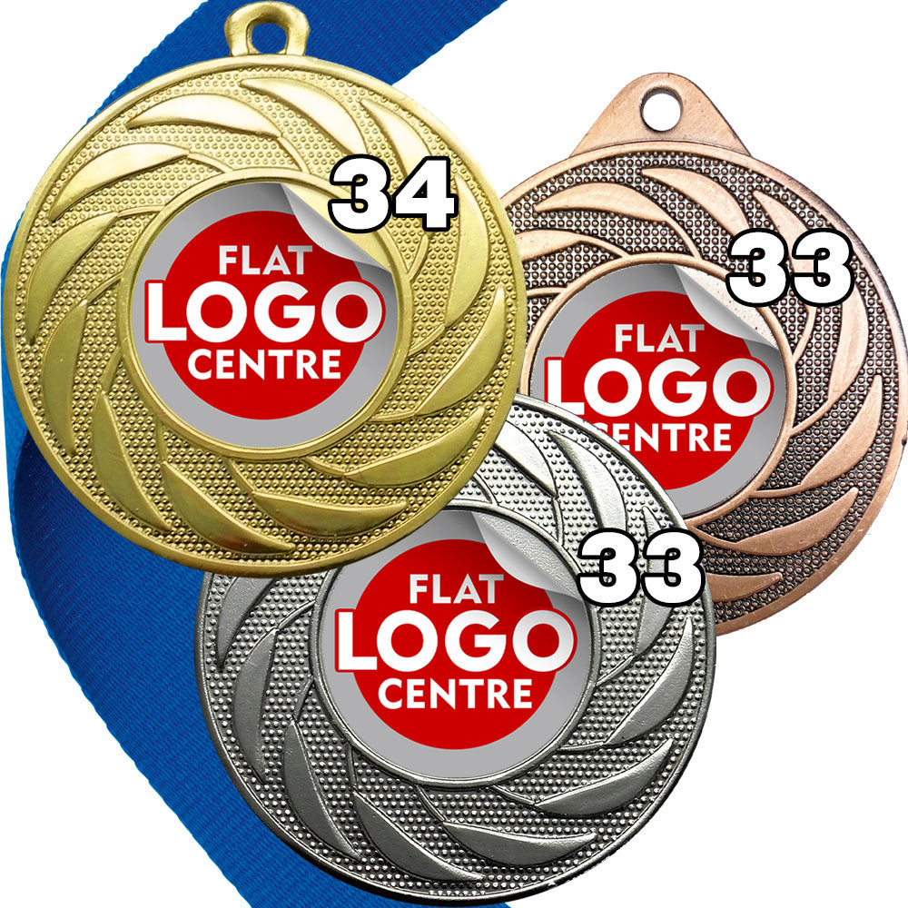 Spinner Design Medal flat centre - MINIMUM ORDER 100