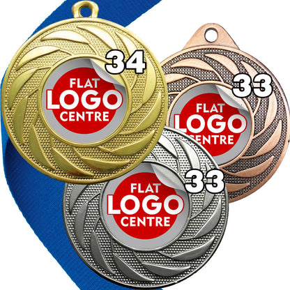 Spinner Design Medal flat centre - MINIMUM ORDER 100