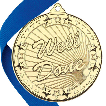50mm Well Done Embossed Medal on a Ribbon