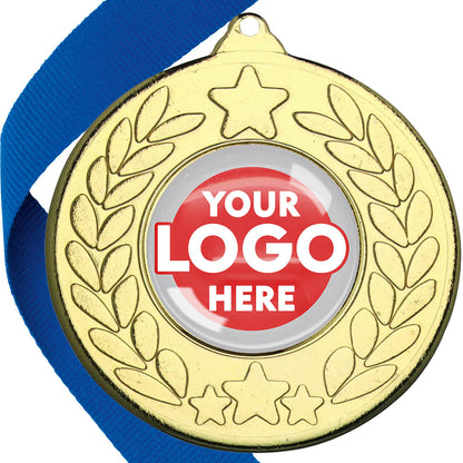 The Glossy 50mm Classic Star Medal on a Ribbon MINIMUM ORDER 100