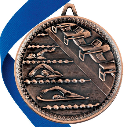 Swimming Antique 60mm Medal