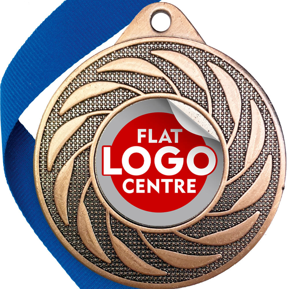 Spinner Design Medal flat centre - MINIMUM ORDER 100