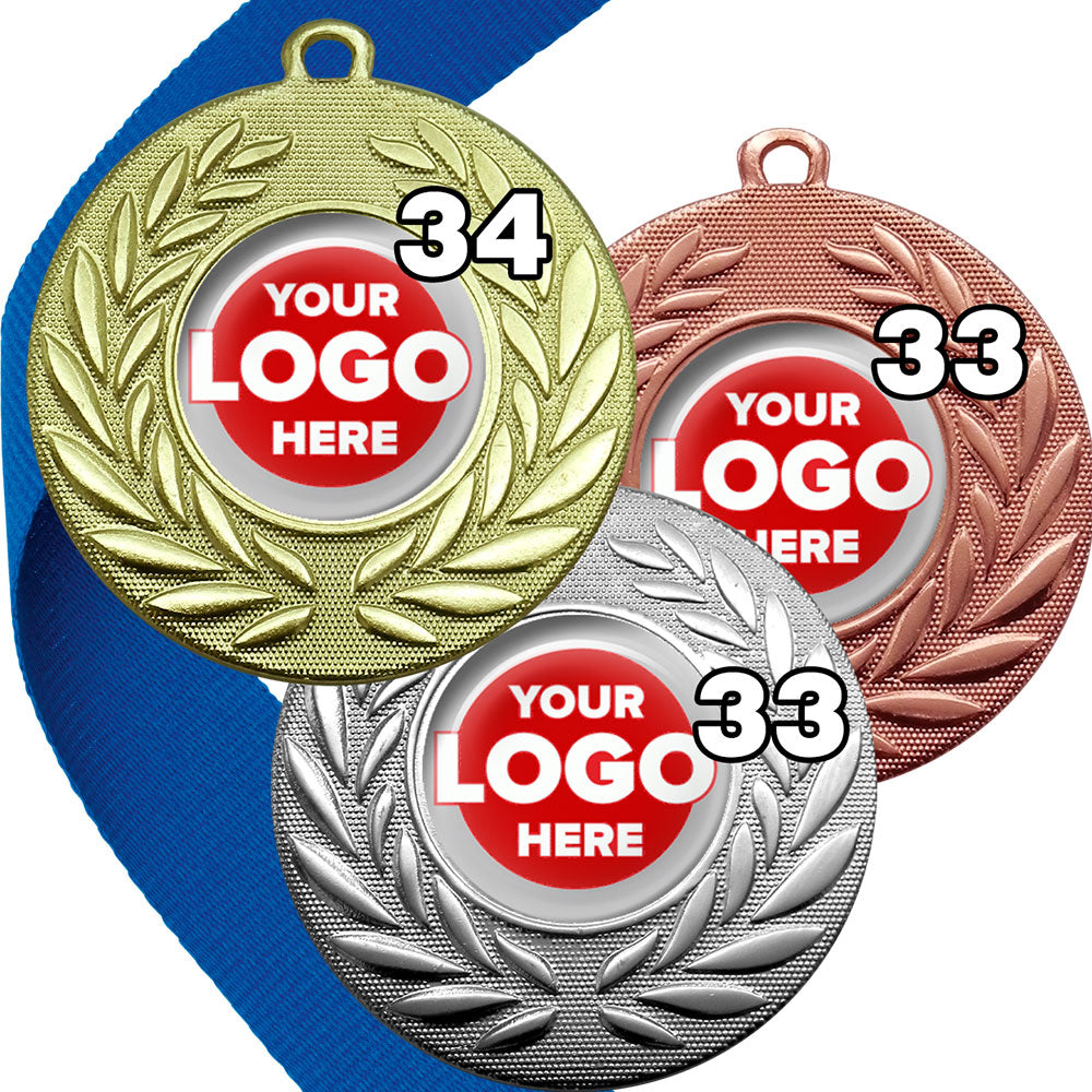 Classic Wreath Medals Domed - MINIMUM ORDER 100