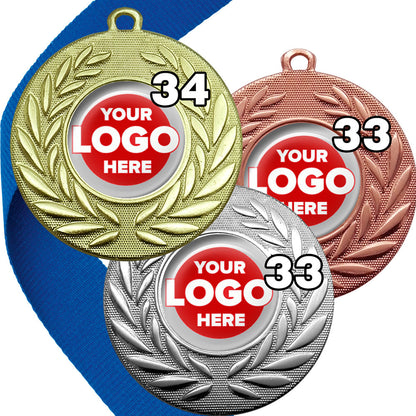 Classic Wreath Medals Domed - MINIMUM ORDER 100