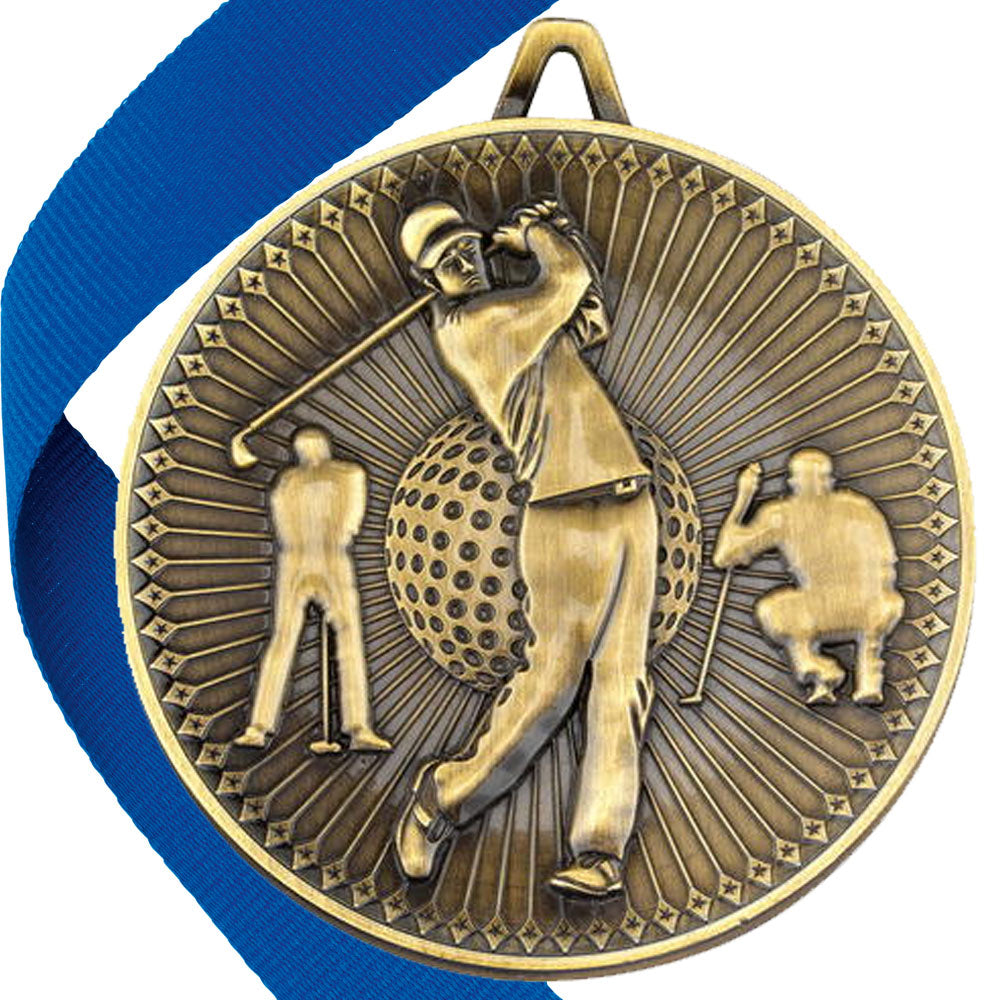 Golf Antique Style 60mm Medal