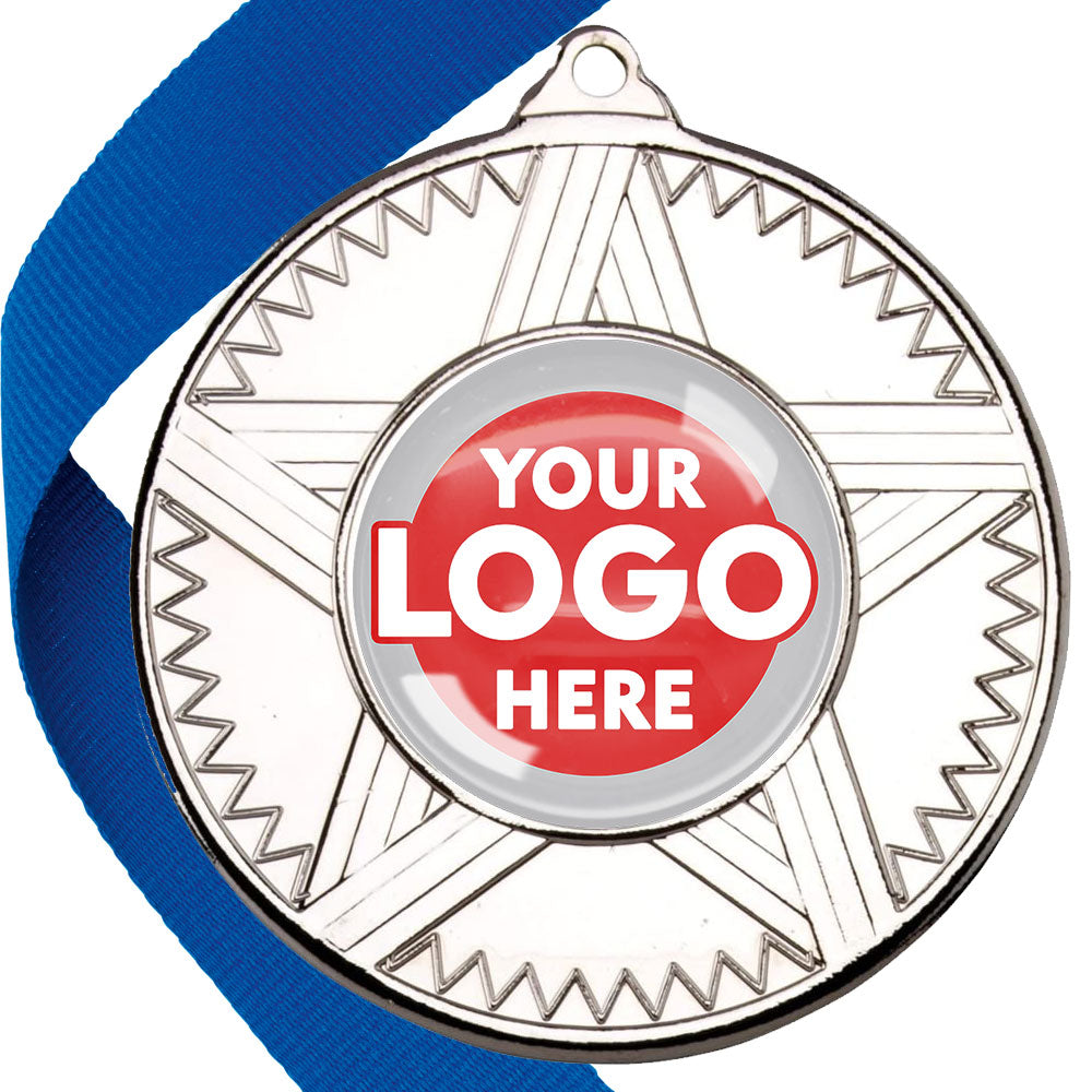 50mm Striped Star Design Medals on Ribbons