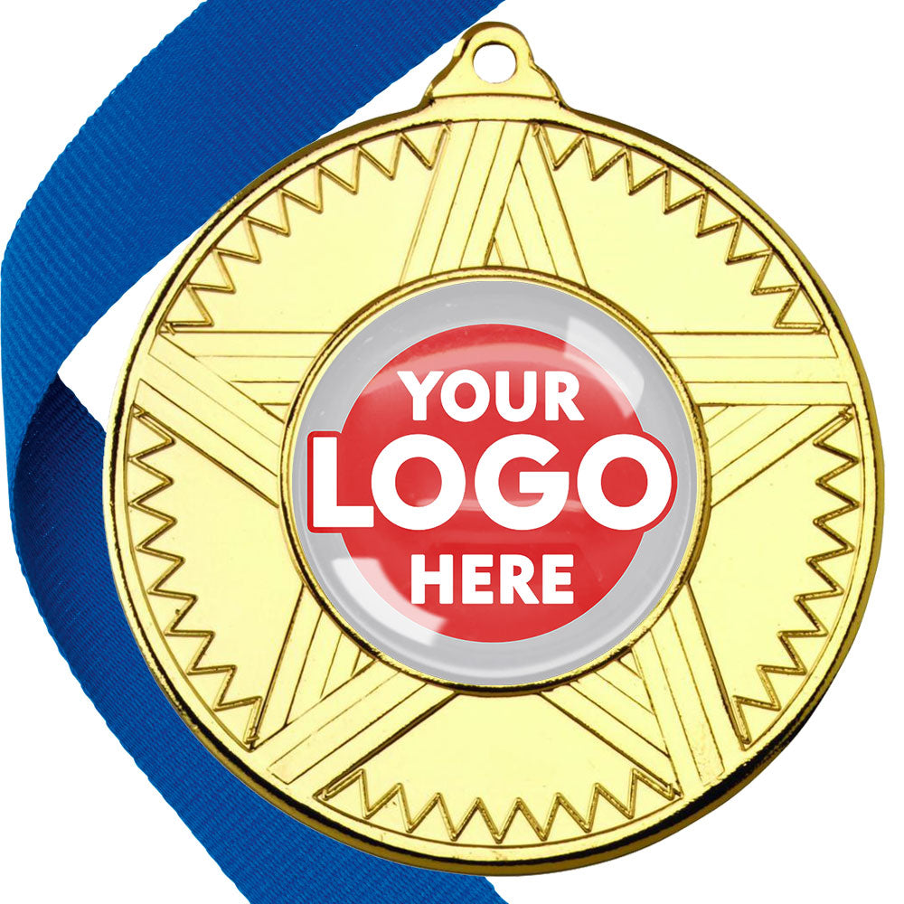 50mm Striped Star Design Medals on Ribbons