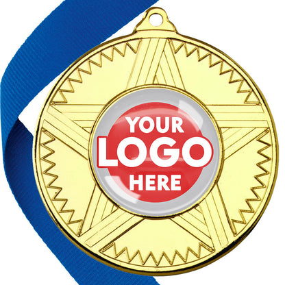 50mm Striped Star Design Medals on Ribbons