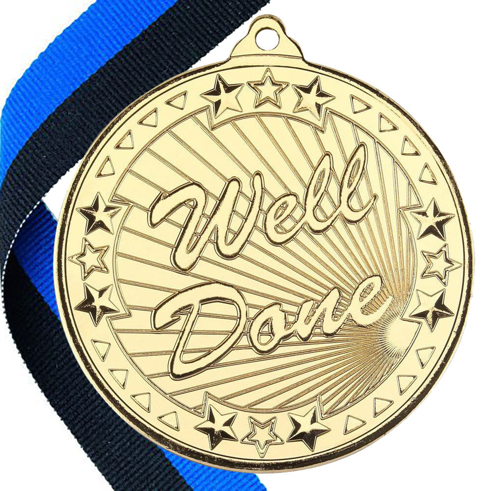 50mm Well Done Embossed Medal on a Ribbon