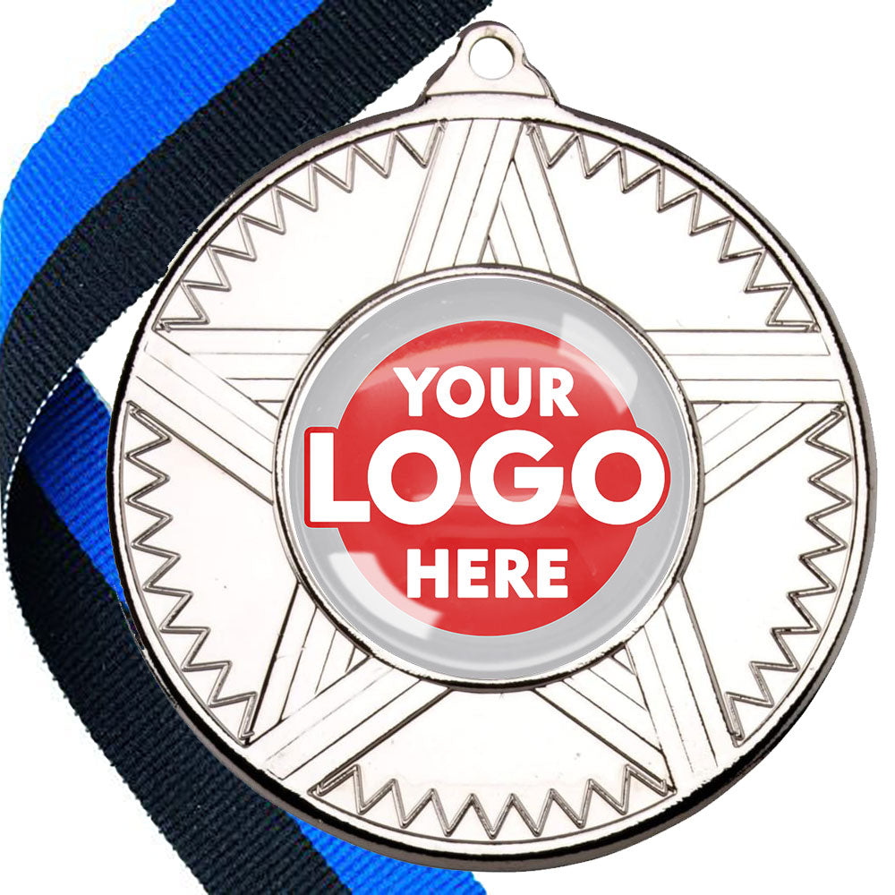 50mm Striped Star Design Medals on Ribbons