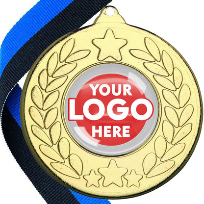 The Glossy 50mm Classic Star Medal on a Ribbon MINIMUM ORDER 100
