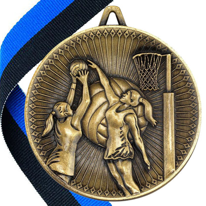 Netball Antique 60mm Medal