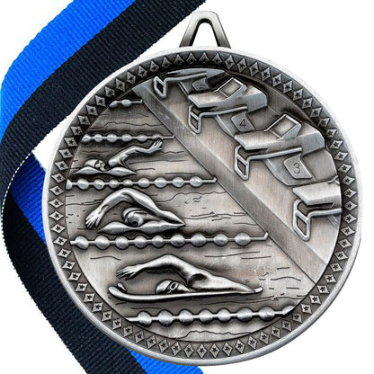 Swimming Antique 60mm Medal
