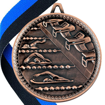 Swimming Antique 60mm Medal