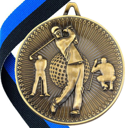 Golf Antique Style 60mm Medal