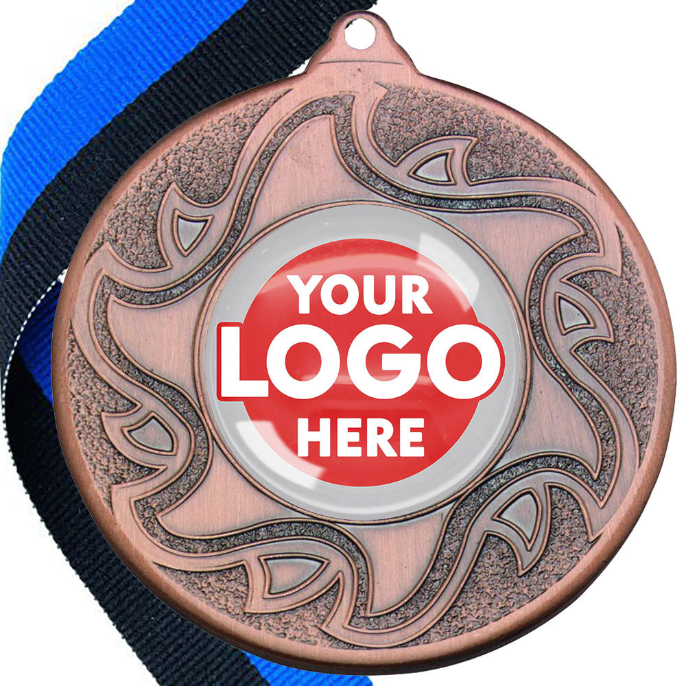 The Glossy Domed 50mm Sunshine Design Medals on Ribbons MINIMUM ORDER 100