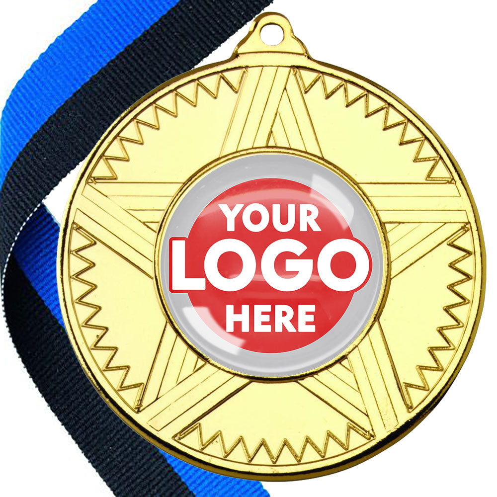 50mm Striped Star Design Medals on Ribbons