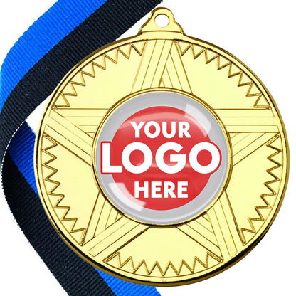 50mm Striped Star Design Medals on Ribbons