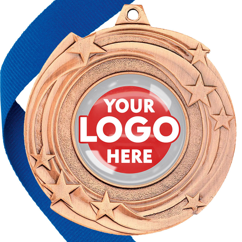 The Glossy Gel 50mm Orbital Medal on a Ribbon