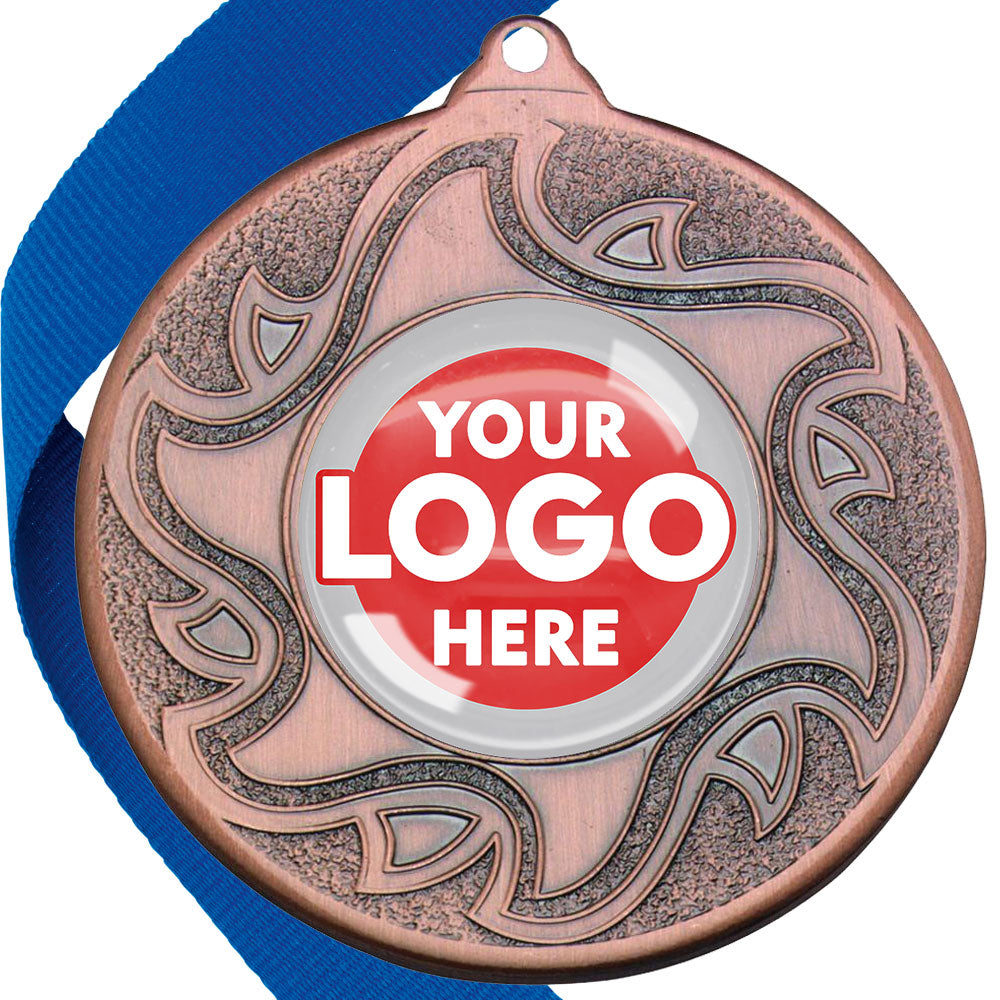 The Glossy Domed 50mm Sunshine Design Medals on Ribbons MINIMUM ORDER 100