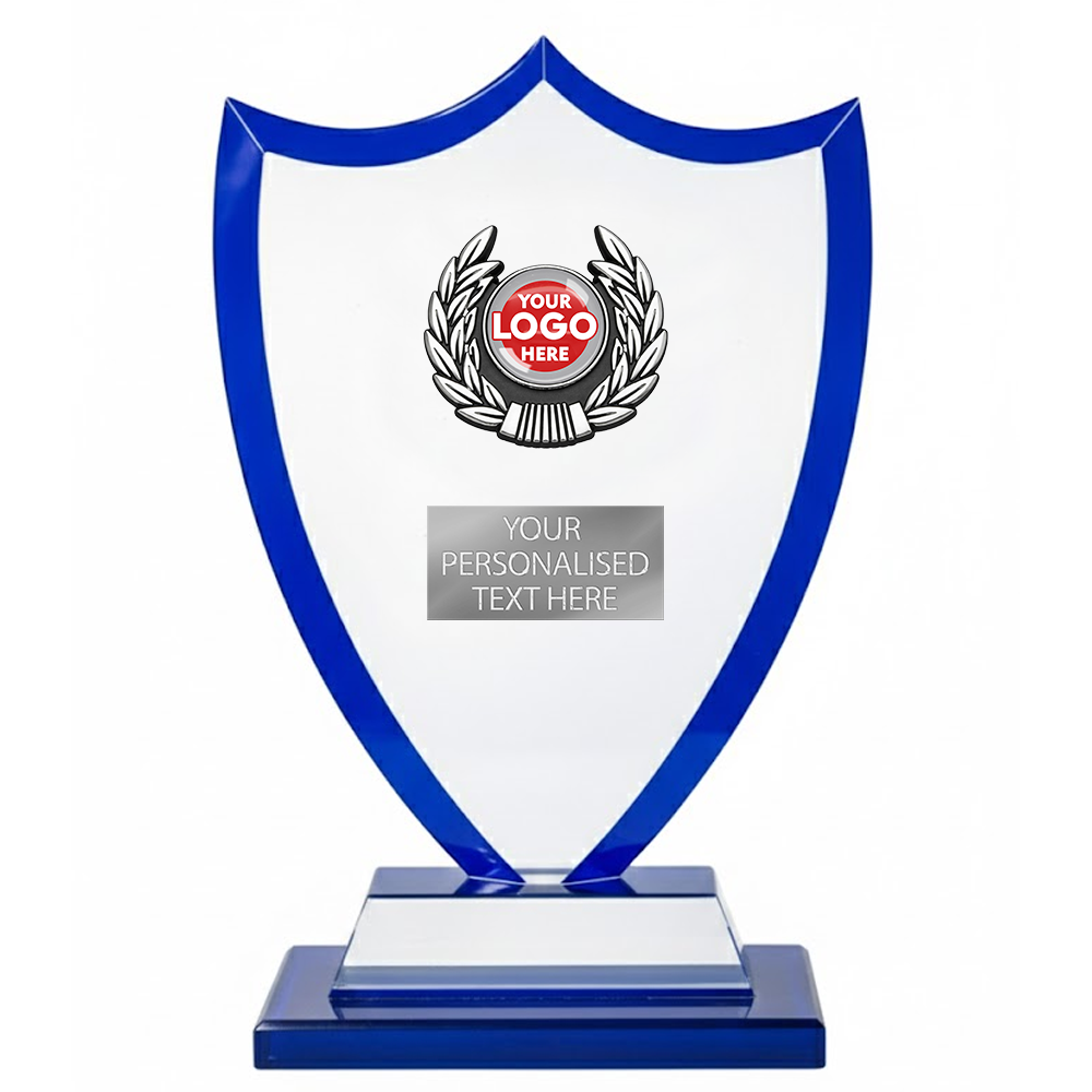 Glass Shield Trophy with Blue Accents (JB4400A/B/C)