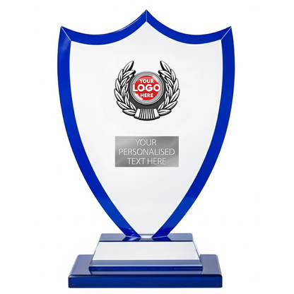 Glass Shield Trophy with Blue Accents (JB4400A/B/C)