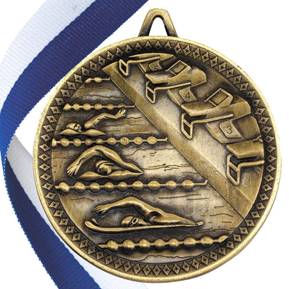 Swimming Antique 60mm Medal
