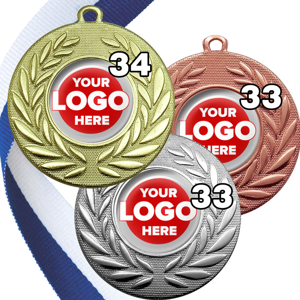 Classic Wreath Medals Domed - MINIMUM ORDER 100
