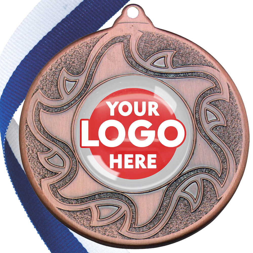 The Glossy Domed 50mm Sunshine Design Medals on Ribbons MINIMUM ORDER 100