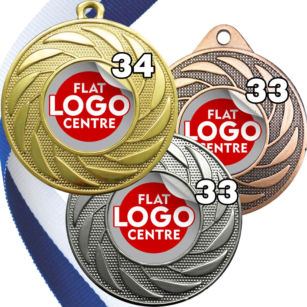 Spinner Design Medal flat centre - MINIMUM ORDER 100
