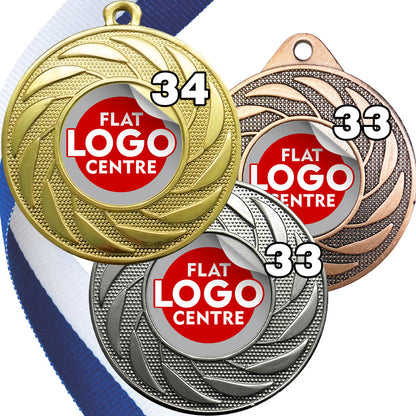 Spinner Design Medal flat centre - MINIMUM ORDER 100