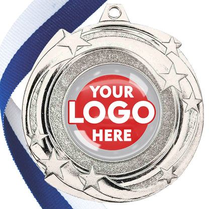 The Glossy Gel 50mm Orbital Medal on a Ribbon