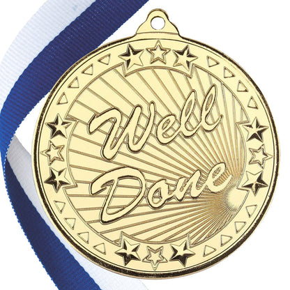 50mm Well Done Embossed Medal on a Ribbon
