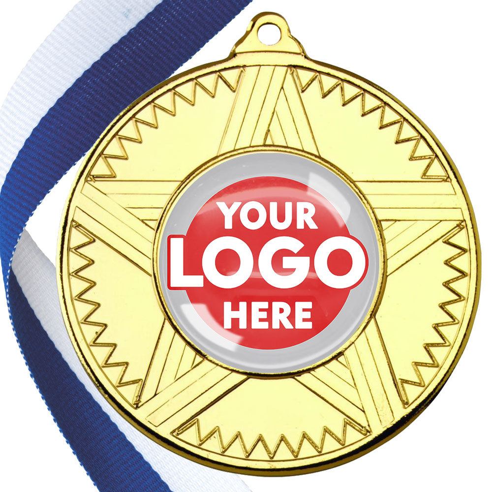 50mm Striped Star Design Medals on Ribbons