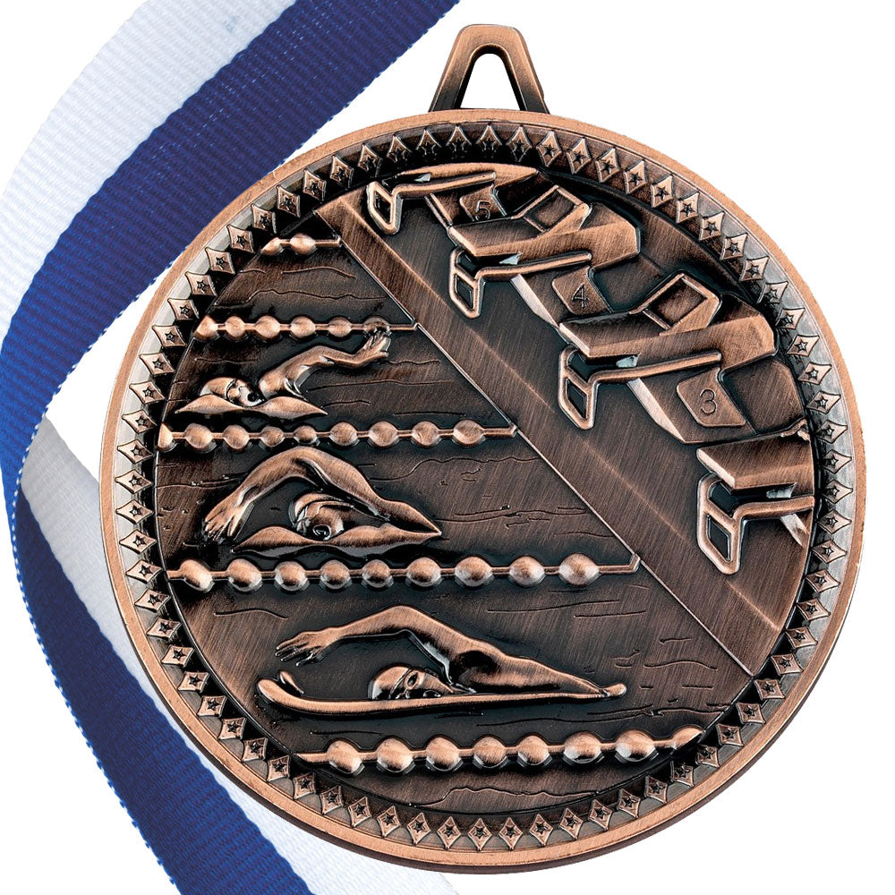 Swimming Antique 60mm Medal
