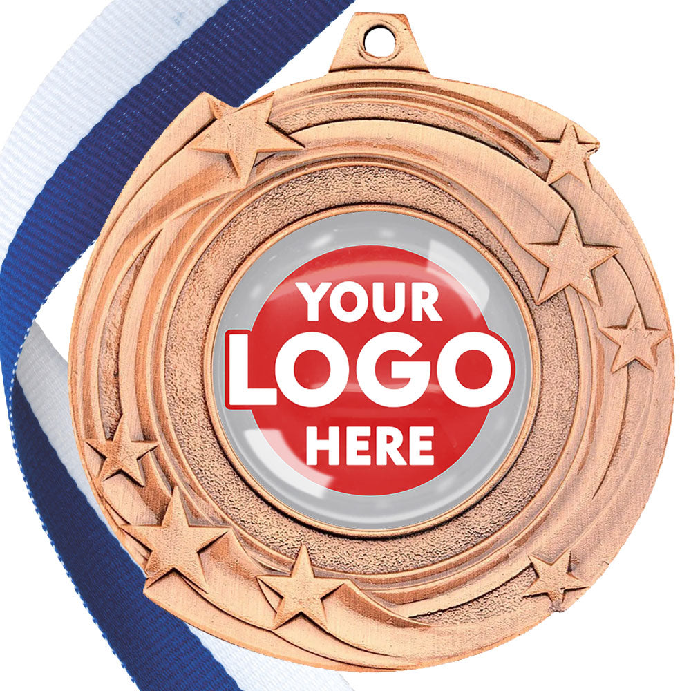 The Glossy Gel 50mm Orbital Medal on a Ribbon
