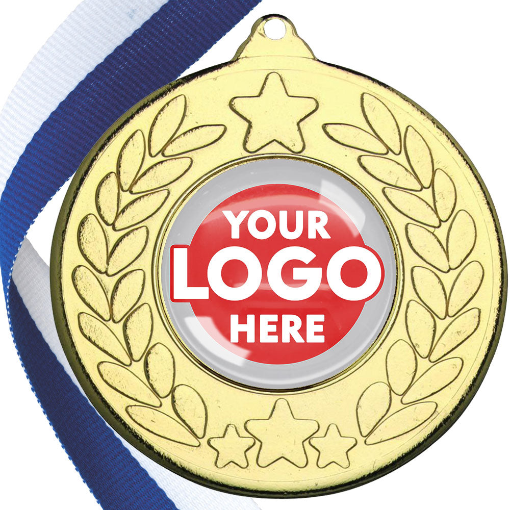 The Glossy 50mm Classic Star Medal on a Ribbon MINIMUM ORDER 100