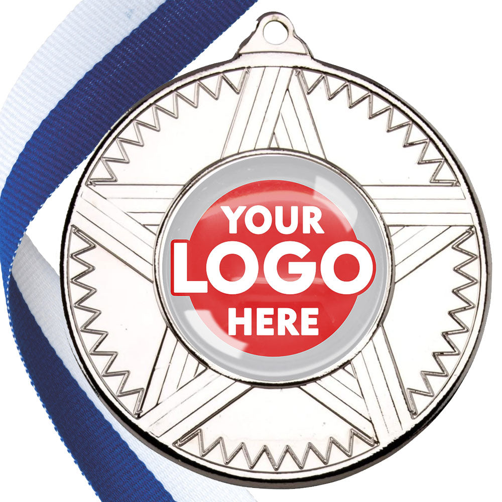 50mm Striped Star Design Medals on Ribbons