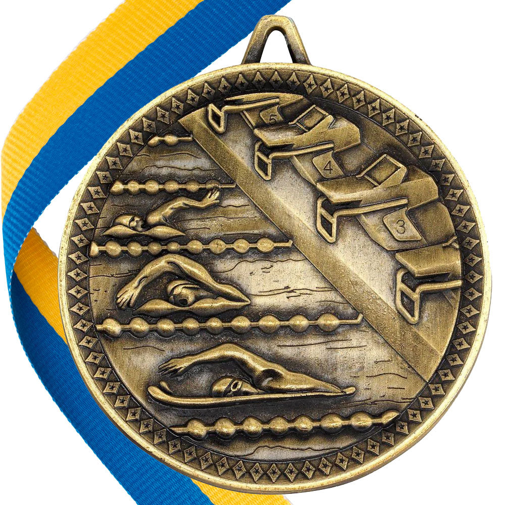 Swimming Antique 60mm Medal