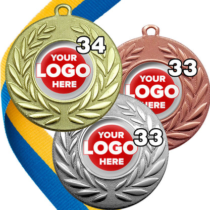 Classic Wreath Medals Domed - MINIMUM ORDER 100