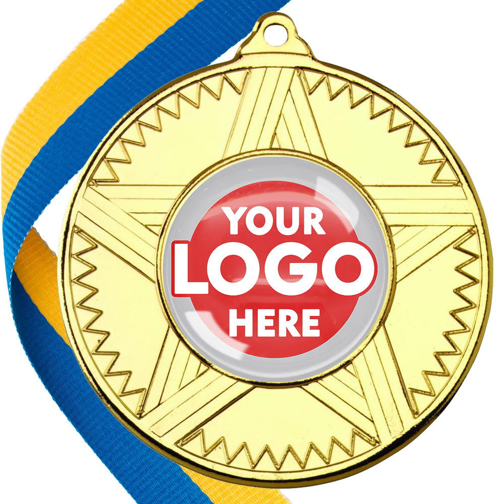 50mm Striped Star Design Medals on Ribbons