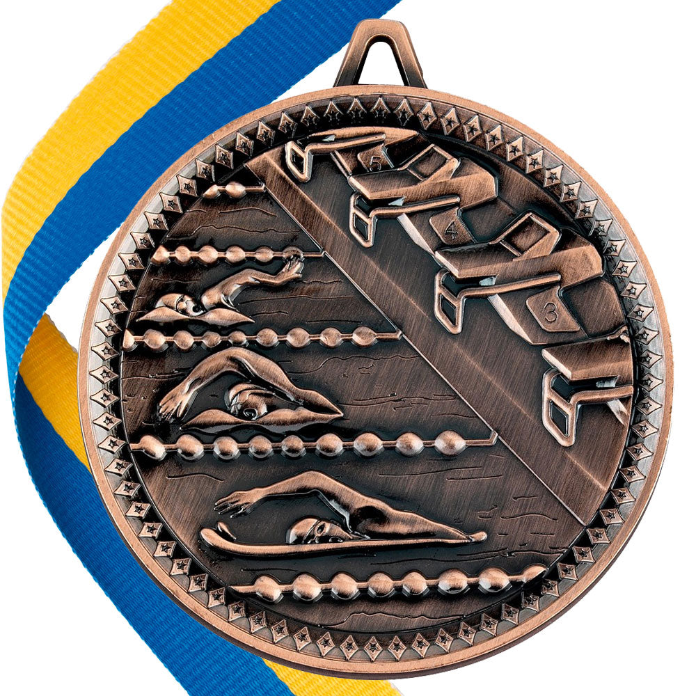 Swimming Antique 60mm Medal