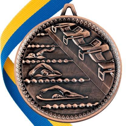 Swimming Antique 60mm Medal