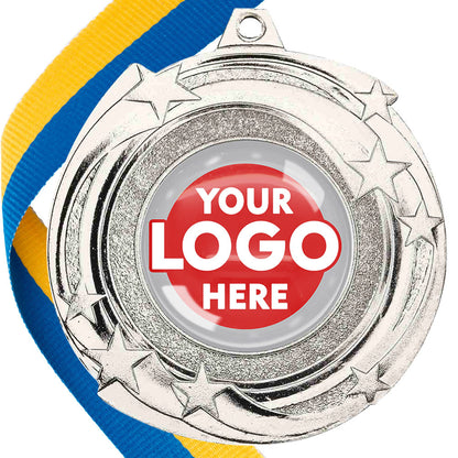 The Glossy Gel 50mm Orbital Medal on a Ribbon