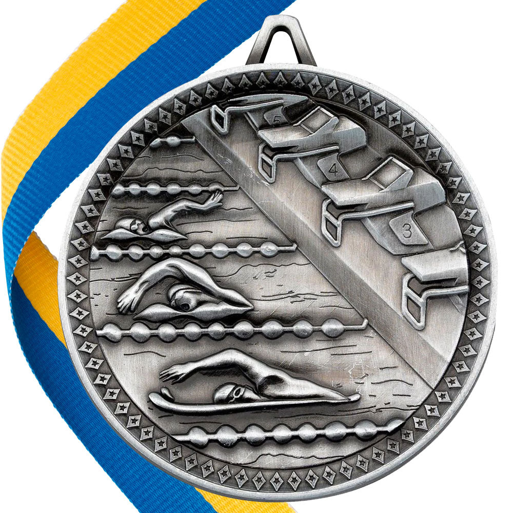 Swimming Antique 60mm Medal