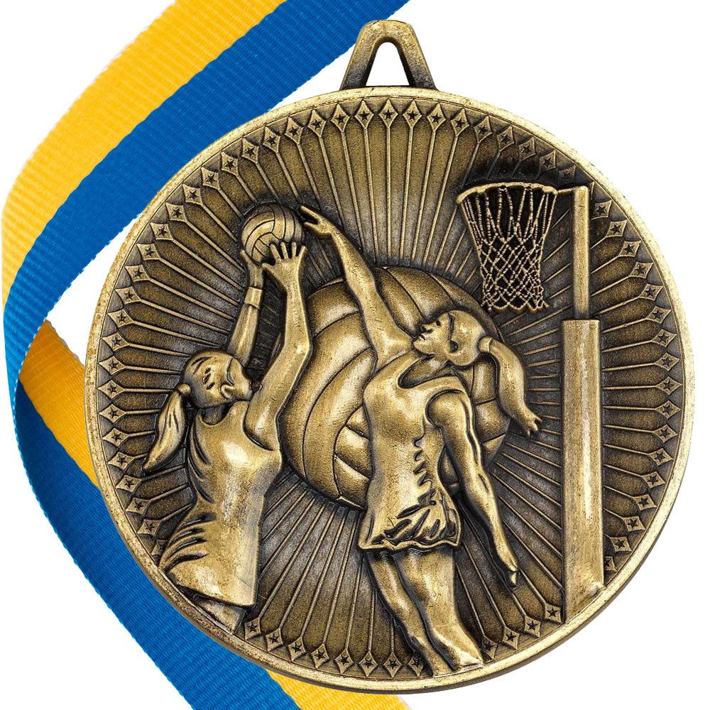 Netball Antique 60mm Medal