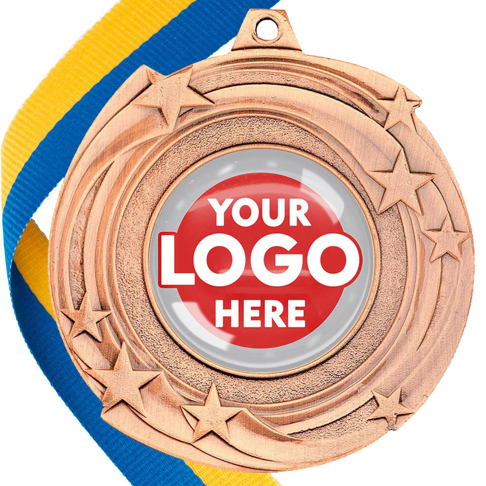 The Glossy Gel 50mm Orbital Medal on a Ribbon