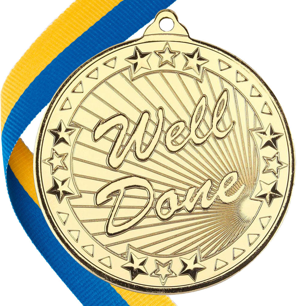 50mm Well Done Embossed Medal on a Ribbon