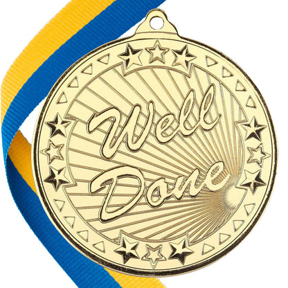 50mm Well Done Embossed Medal on a Ribbon